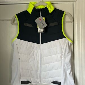 Brooks Neon Yellow and White Patterned Running Vest